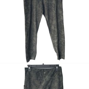 Balance Collection Green Floral Print Leggings Pockets Crop Size XL